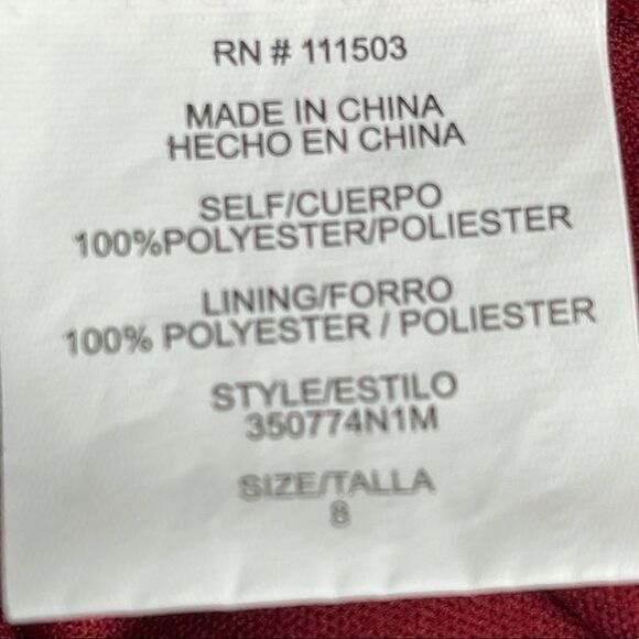 Luxology Red Cream Floral Mosaic 60’s Vibe Groovy Hippie Shift Dress Size 8 - Picture 12 of 16